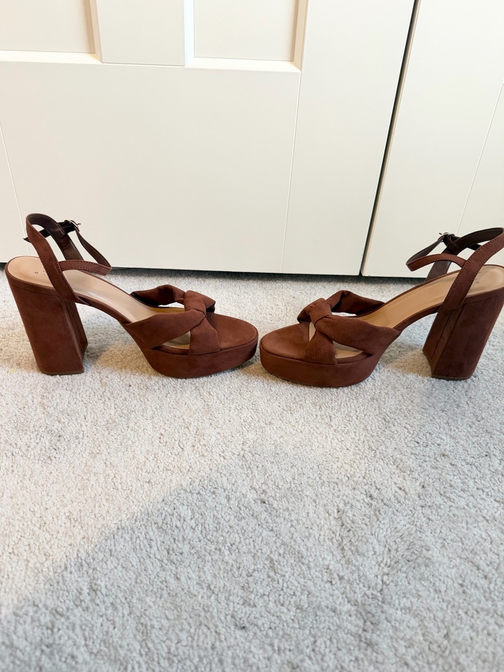 Brown Knotted Platform Block Heel Sandal - Women size 11 - Picture 11 of 15